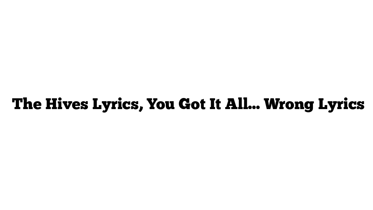  The Hives Lyrics, You Got It All… Wrong Lyrics